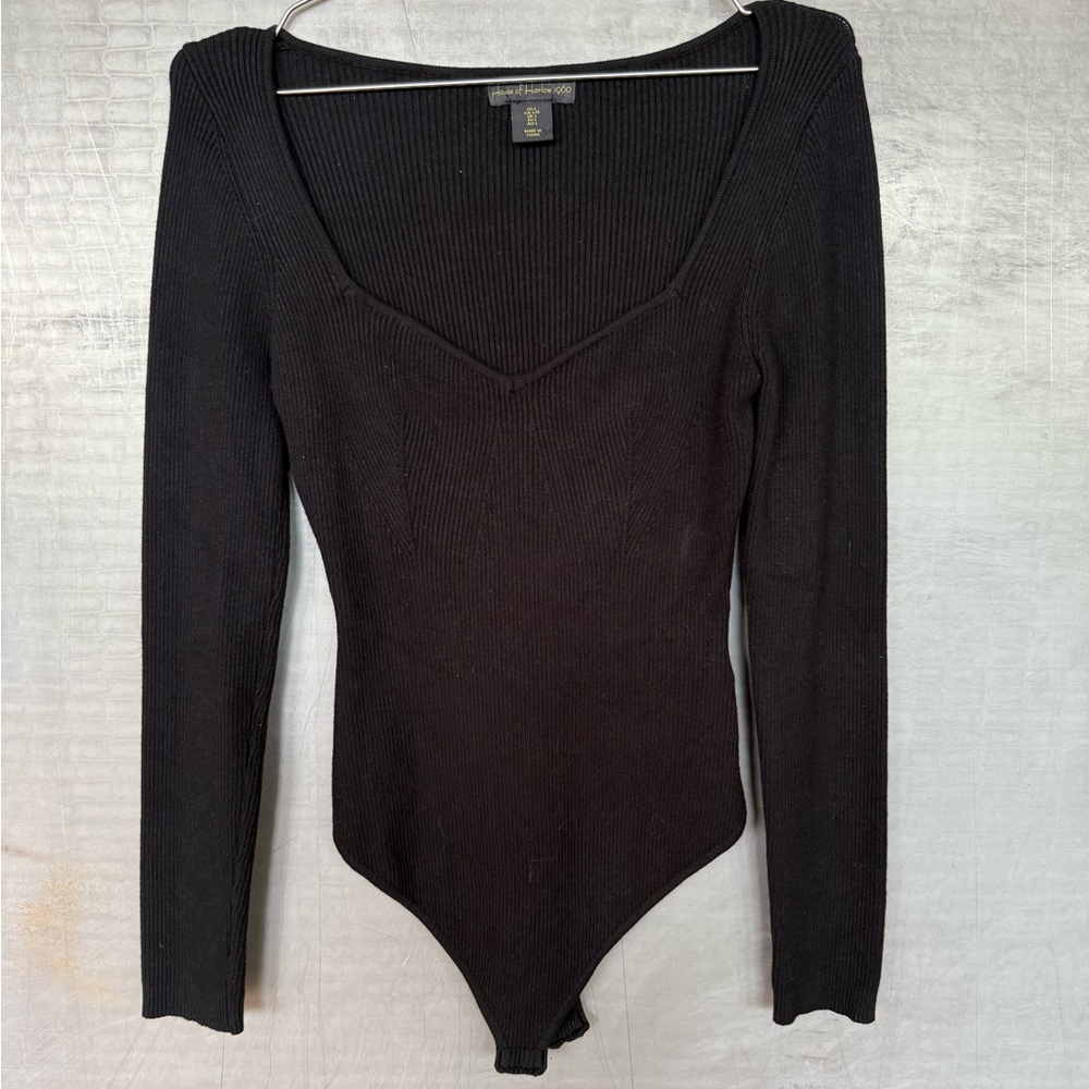 House of Harlow 1960 Black Long Sleeve Bodysuit